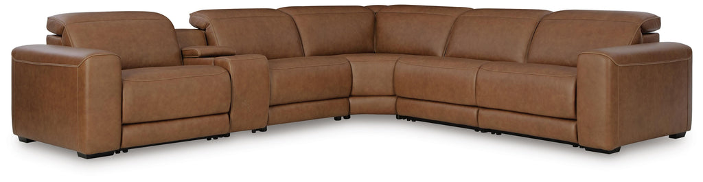Magic Man sectional, 6-Piece Power Reclining Sectional with Console · 135 × 122 × 34 in, view 1