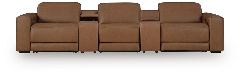Magic Man sectional, 5-Piece Power Reclining Sectional with Console · 142 × 40 × 34 in, view 1