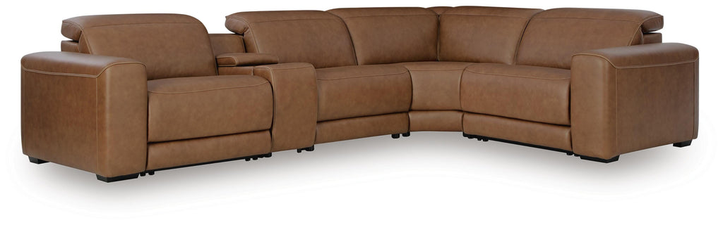 Magic Man sectional, 5-Piece Power Reclining Sectional with Console · 135 × 90 × 34 in, view 1