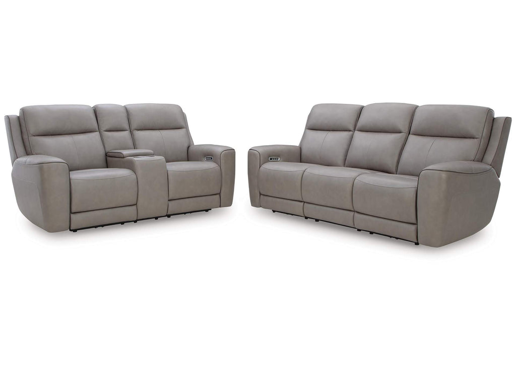 5Z-Relaxation Dual Power Reclining Leather Sofa and Loveseat