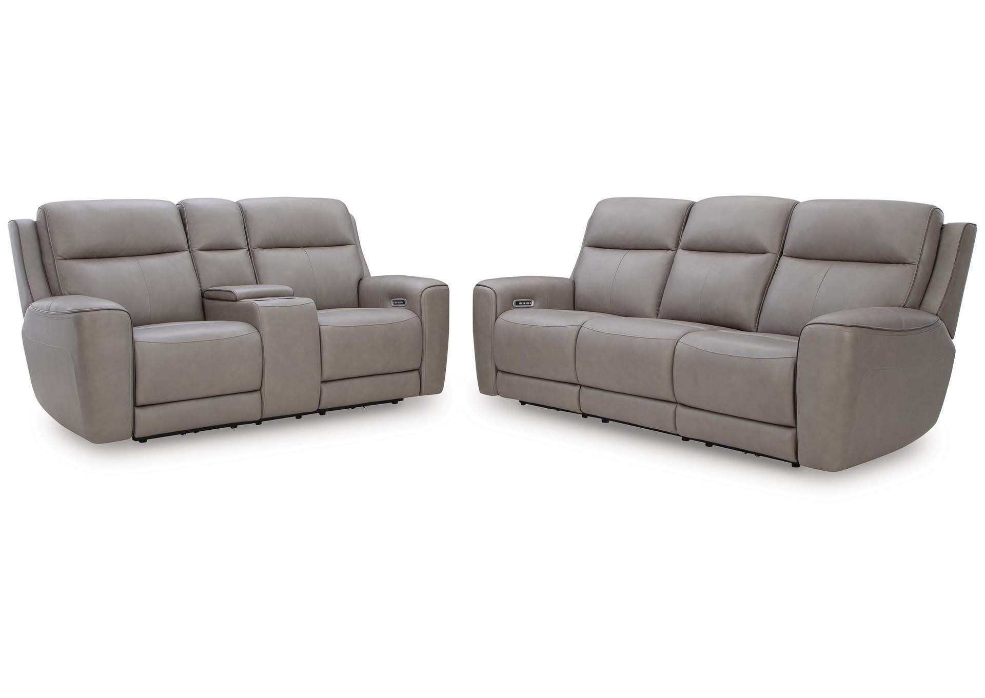 5Z-Relaxation Dual Power Reclining Leather Sofa and Loveseat