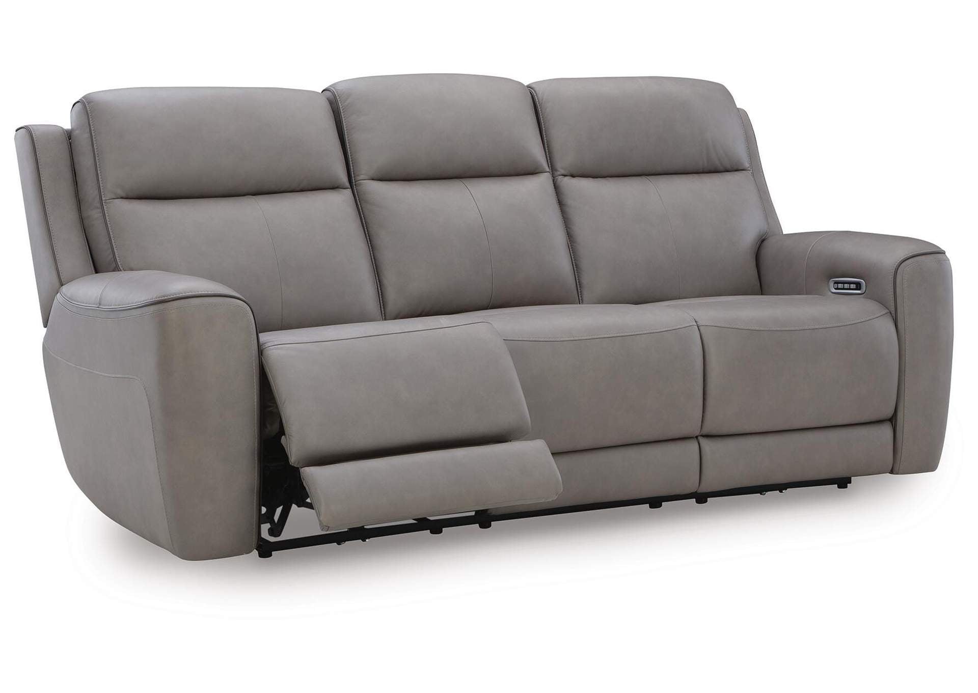 5Z-Relaxation Dual Power Reclining Leather Sofa and Loveseat angled view