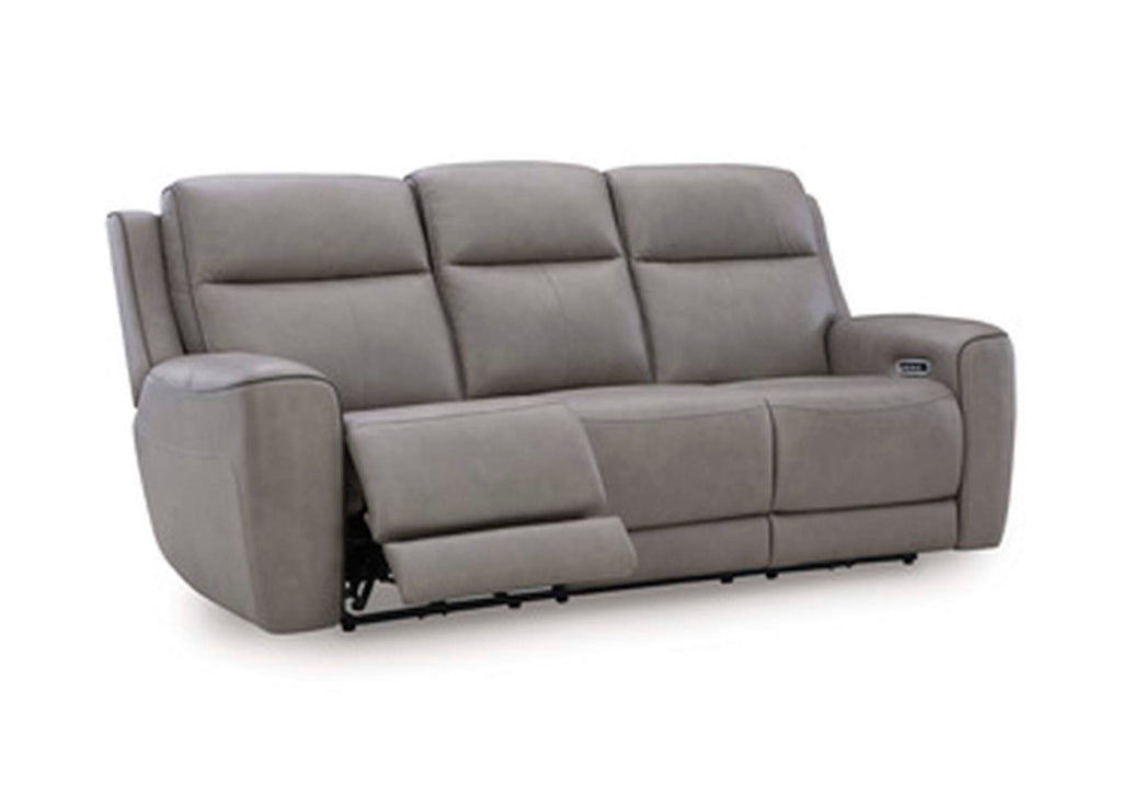 5Z-Relaxation Dual Power Reclining Leather Sofa and Loveseat angled view