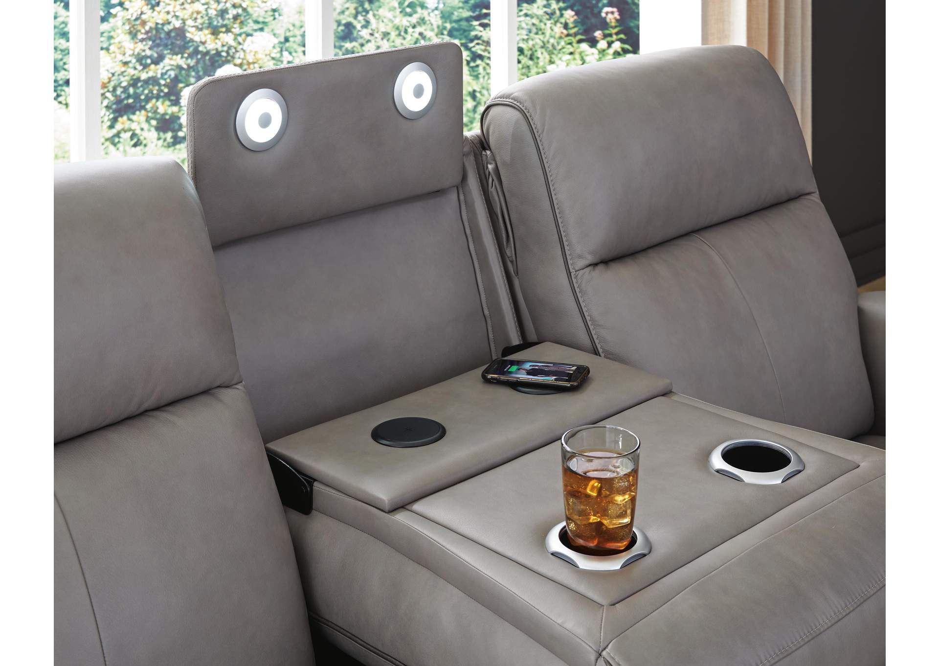 5Z-Relaxation Dual Power Reclining Leather Sofa and Loveseat detail