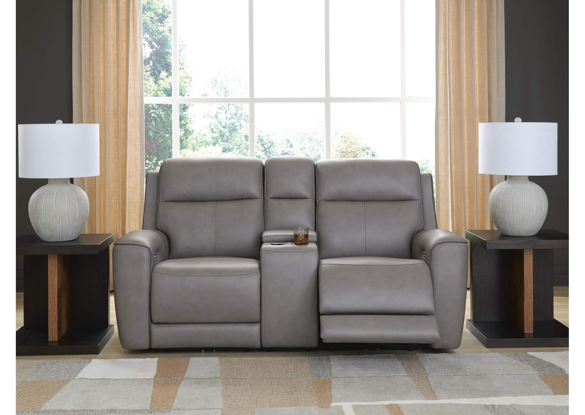 5Z-Relaxation Dual Power Reclining Leather Sofa and Loveseat