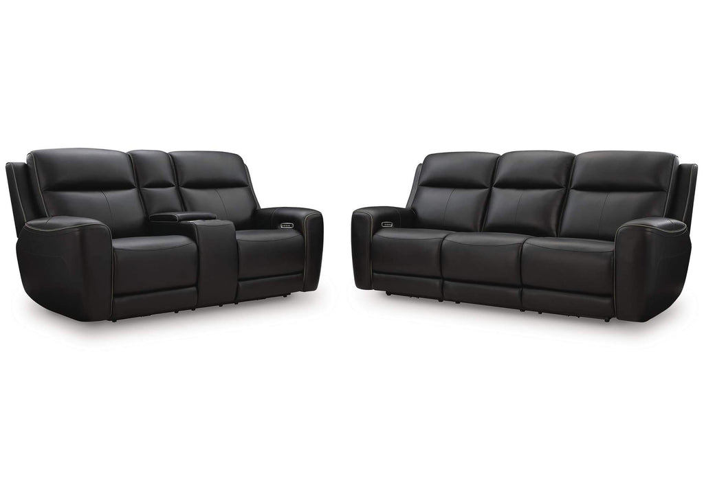 5Z-Relaxation Dual Power Reclining Leather Sofa and Loveseat
