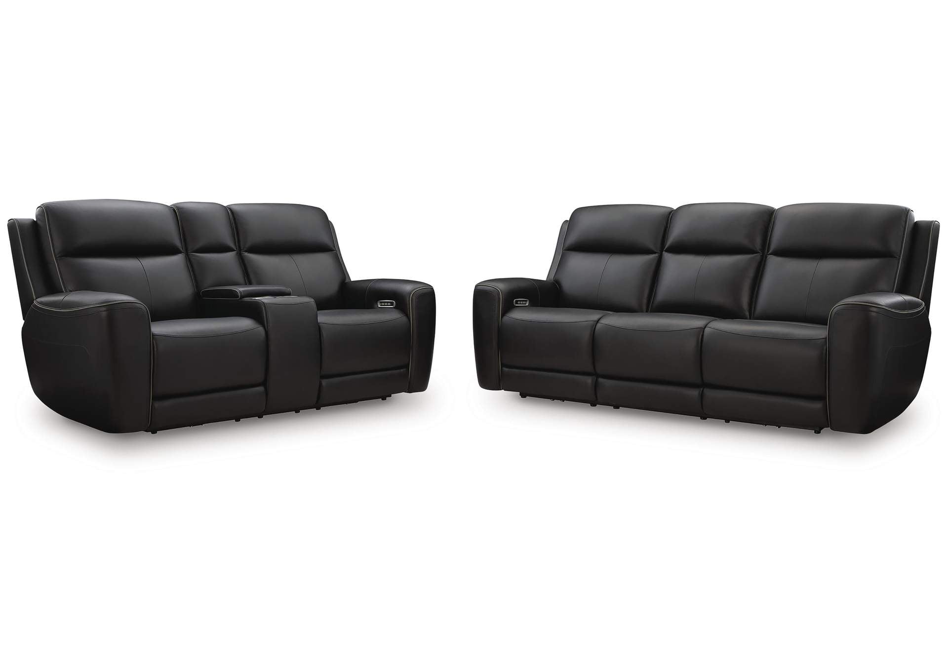 5Z-Relaxation Dual Power Reclining Leather Sofa and Loveseat