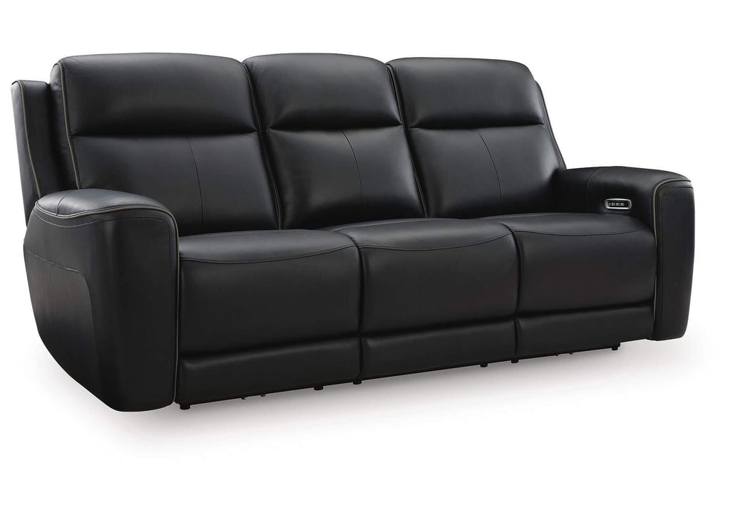 5Z-Relaxation Dual Power Reclining Leather Sofa and Loveseat angled view
