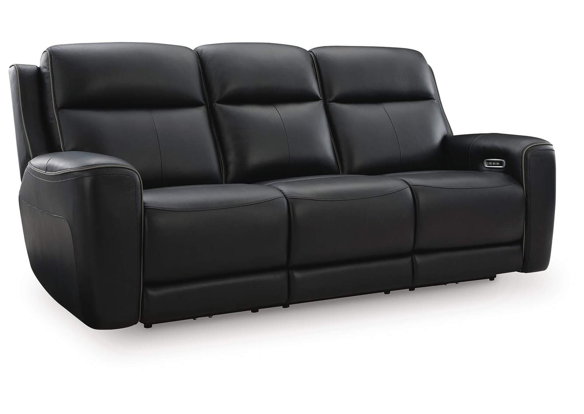 5Z-Relaxation Dual Power Reclining Leather Sofa and Loveseat angled view