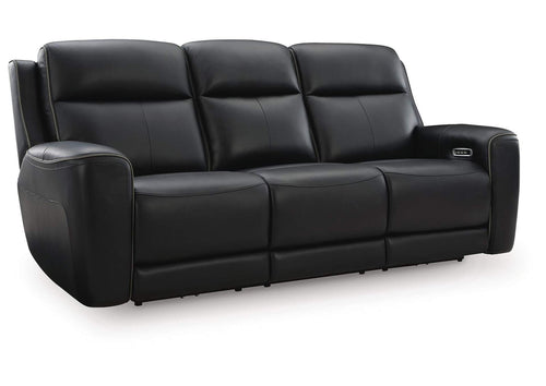 5Z-Relaxation Dual Power Reclining Leather Sofa and Loveseat angled view