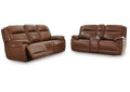 Healy Pier Dual Power Leather Reclining Sofa and Loveseat