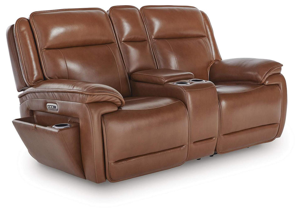 Healy Pier Power Reclining Loveseat with Console angled view