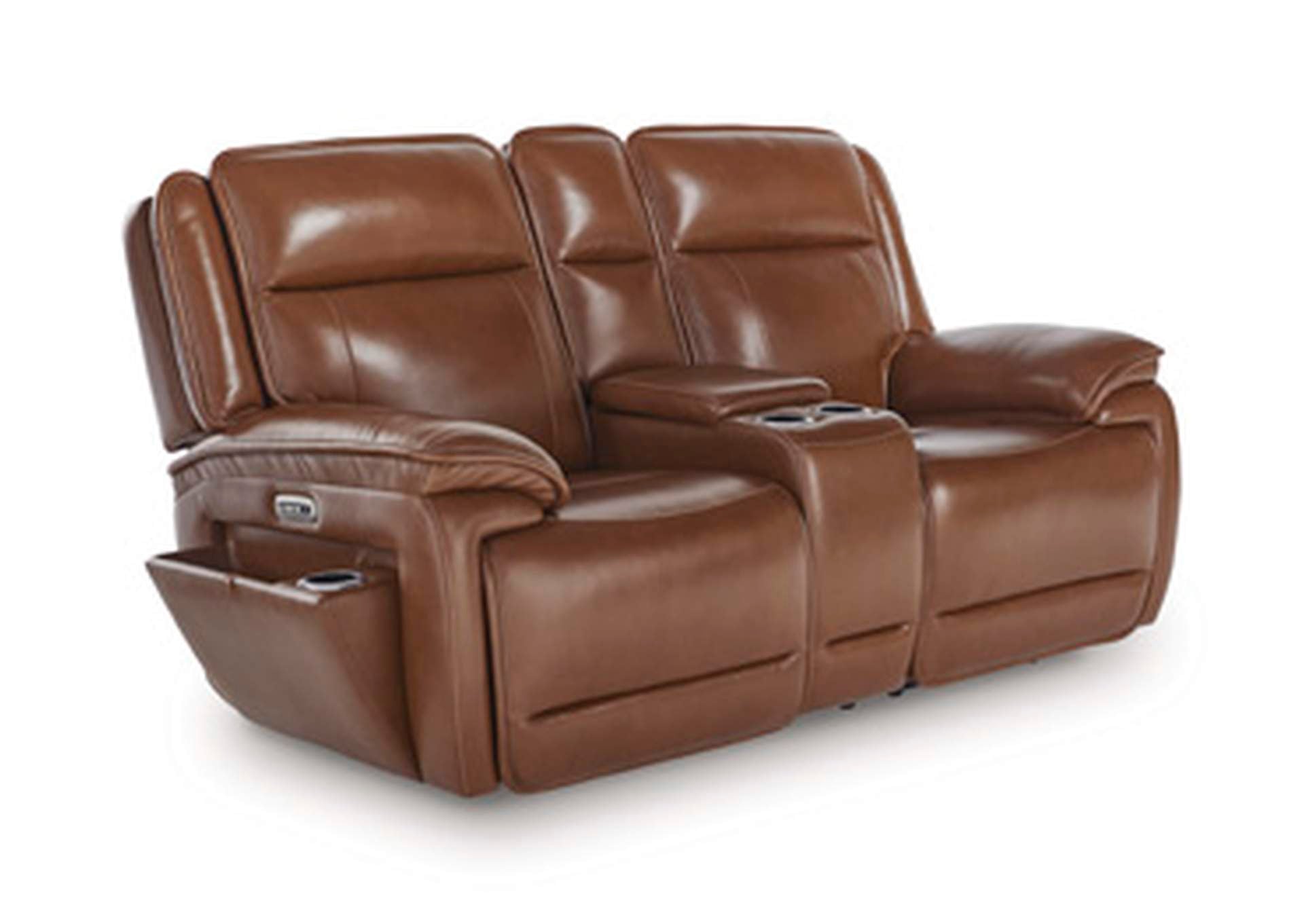 Healy Pier Power Reclining Loveseat with Console angled view