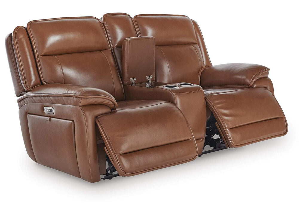 Healy Pier Power Reclining Loveseat with Console angled view