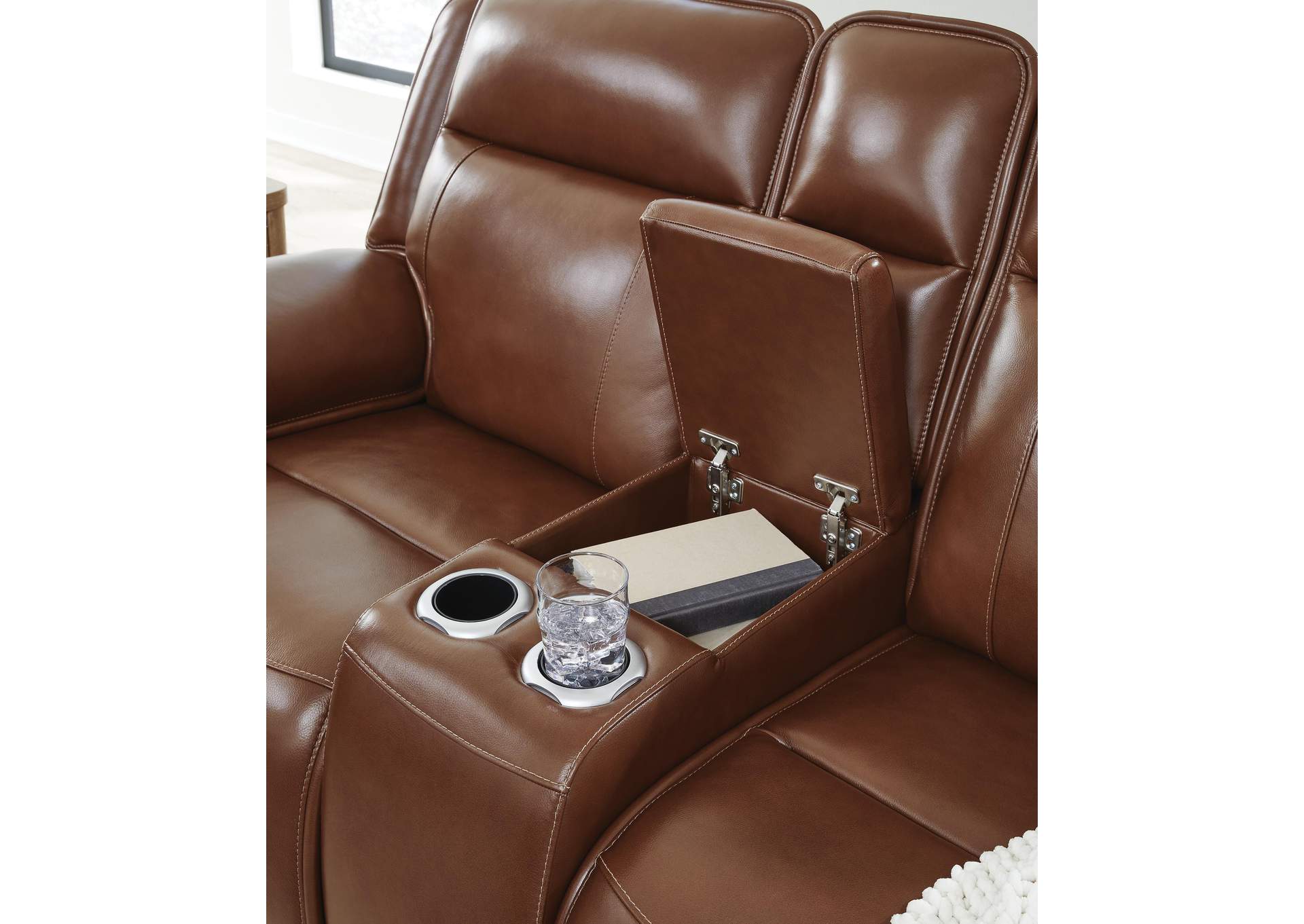 Healy Pier Dual Power Leather Reclining Sofa and Loveseat detail