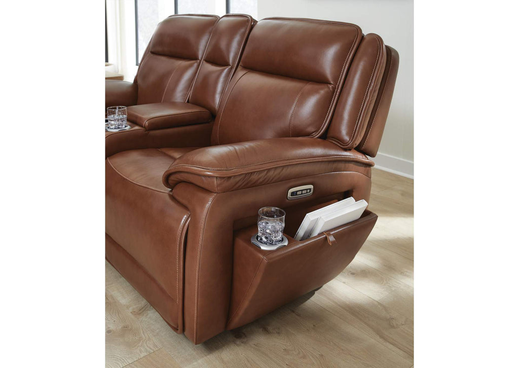 Healy Pier Power Reclining Loveseat with Console side view