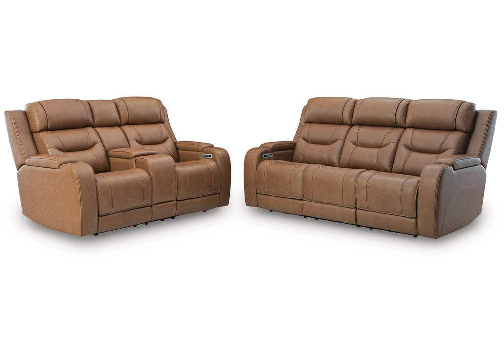 Dreamer Leather Dual Power Reclining Sofa and Loveseat Set
