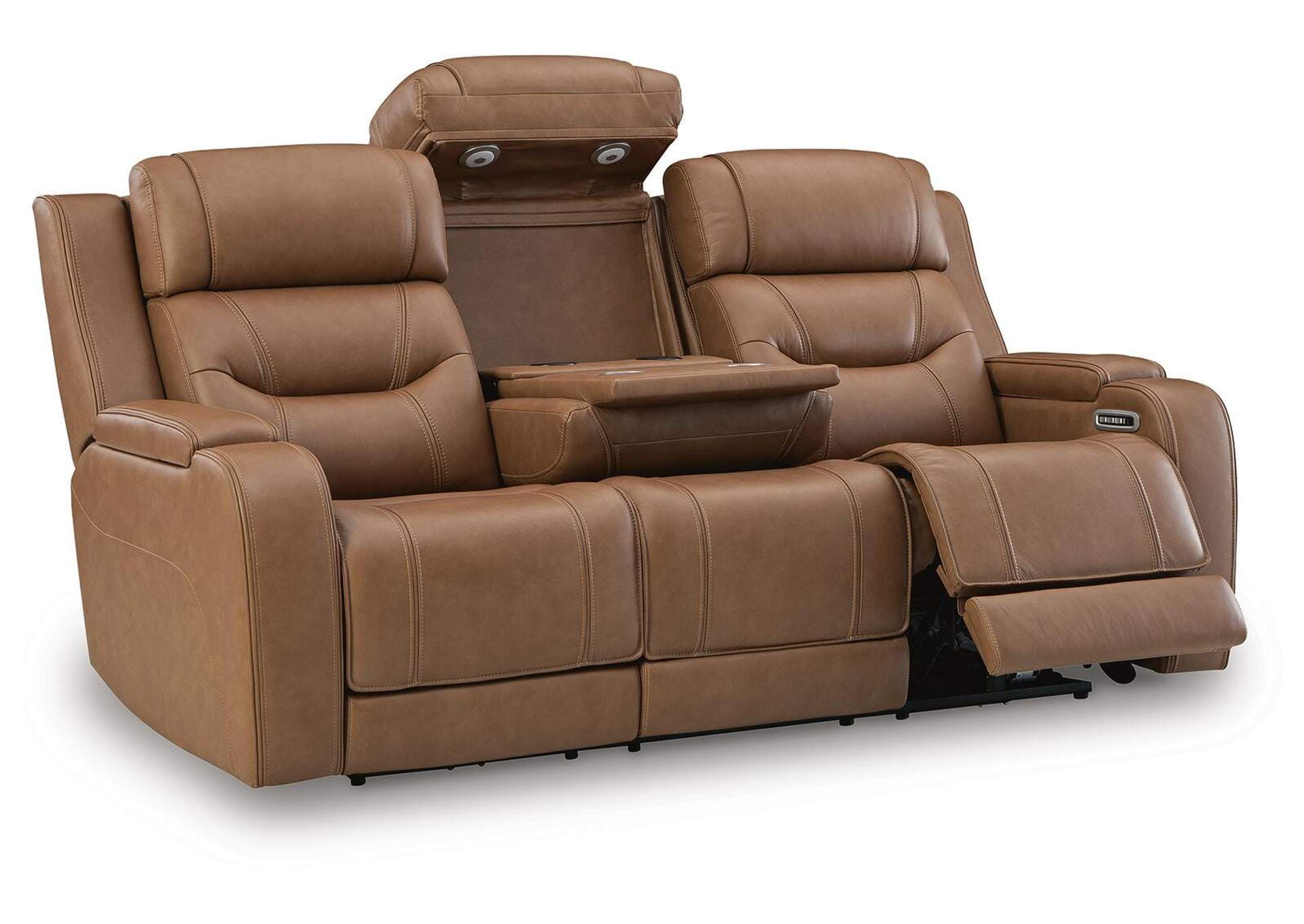 Knightington Power Reclining Sofa with Audio Seating angled view