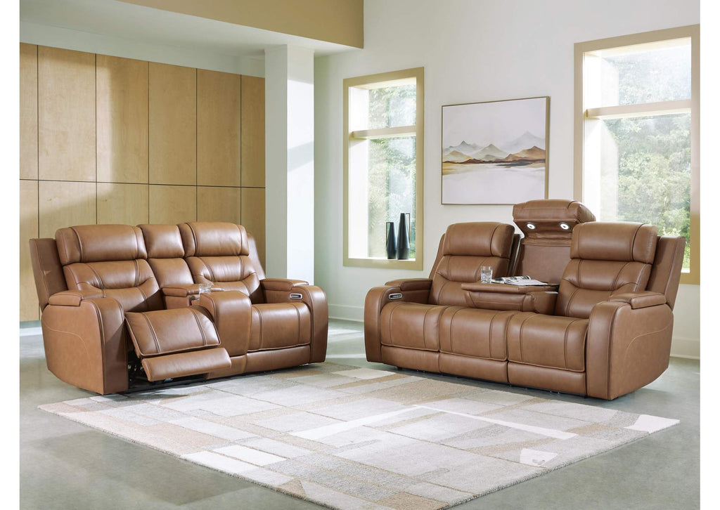 Dreamer Leather Dual Power Reclining Sofa and Loveseat Set