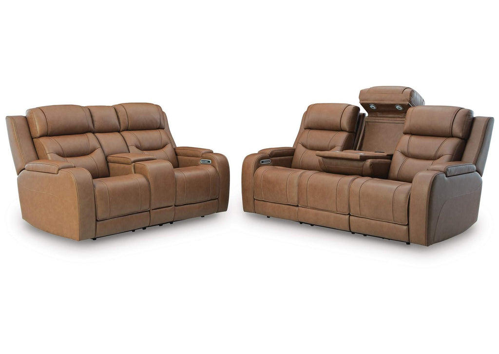 Dreamer Leather Dual Power Reclining Sofa and Loveseat Set