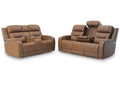 Dreamer Leather Dual Power Reclining Sofa and Loveseat Set
