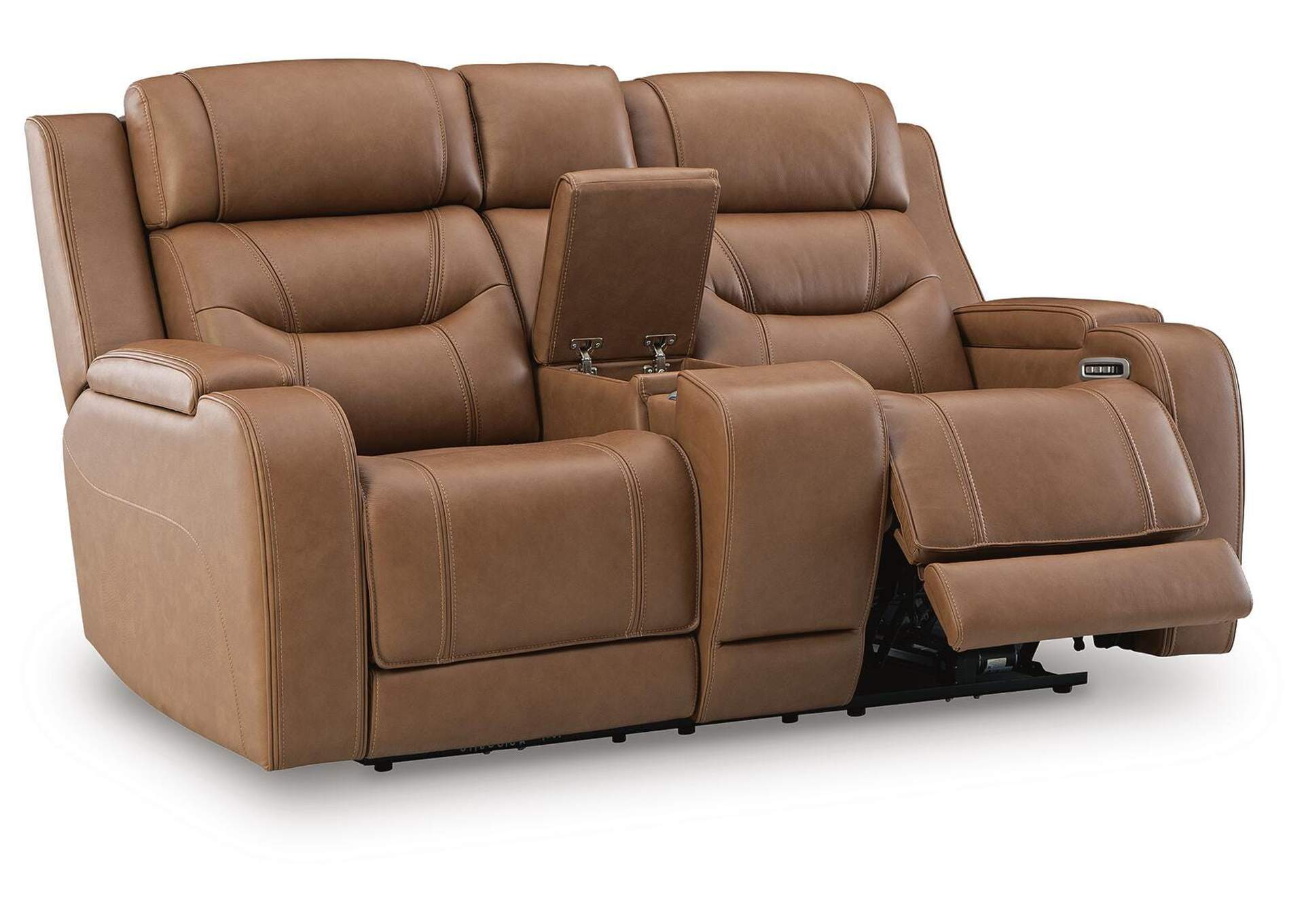 Knightington Power Reclining Loveseat with Audio Seating angled view