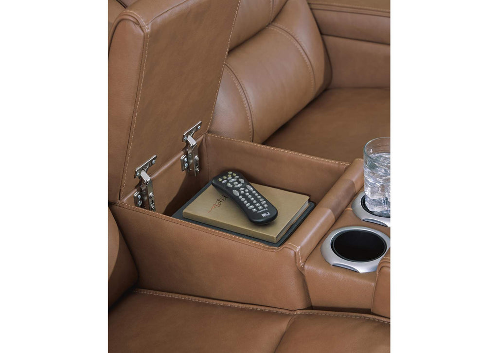 Knightington Power Reclining Loveseat with Audio Seating detail