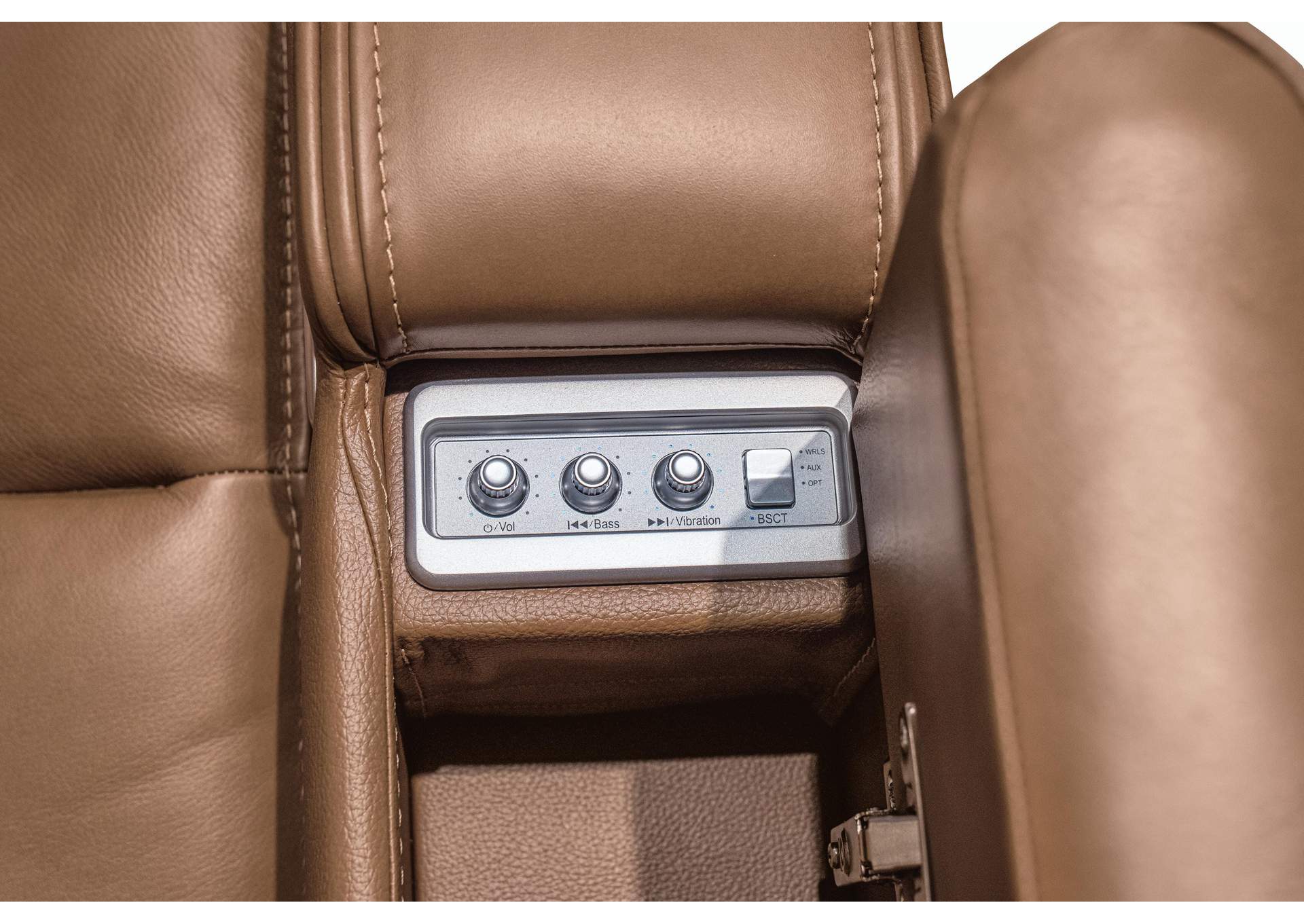 Knightington Power Reclining Loveseat with Audio Seating detail