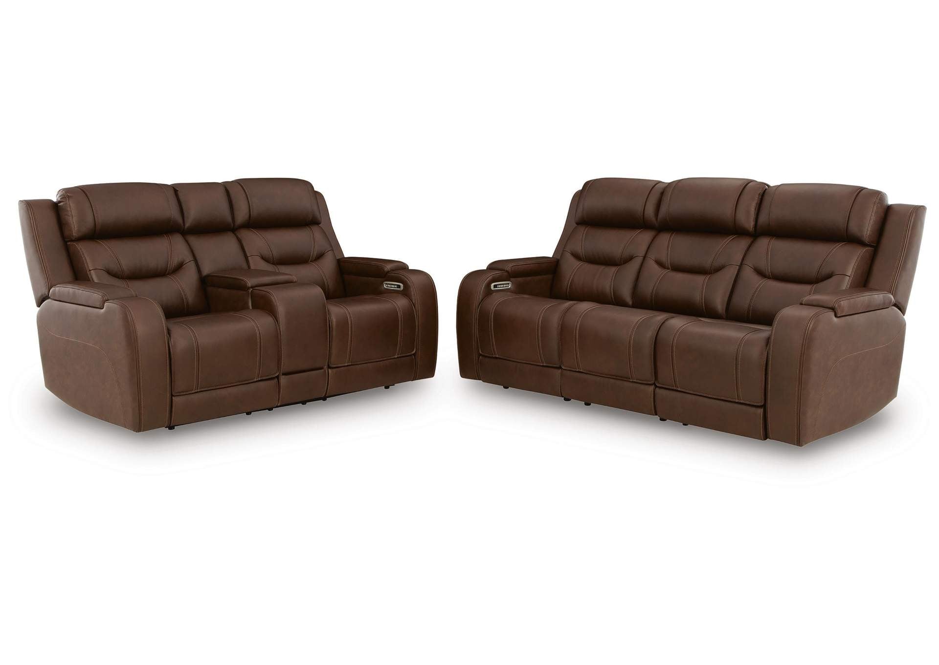 Dreamer Leather Dual Power Reclining Sofa and Loveseat Set
