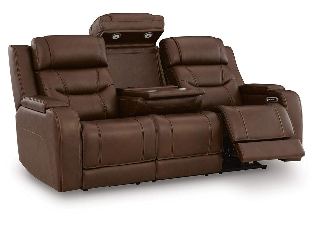 Knightington Power Reclining Sofa with Audio Seating angled view