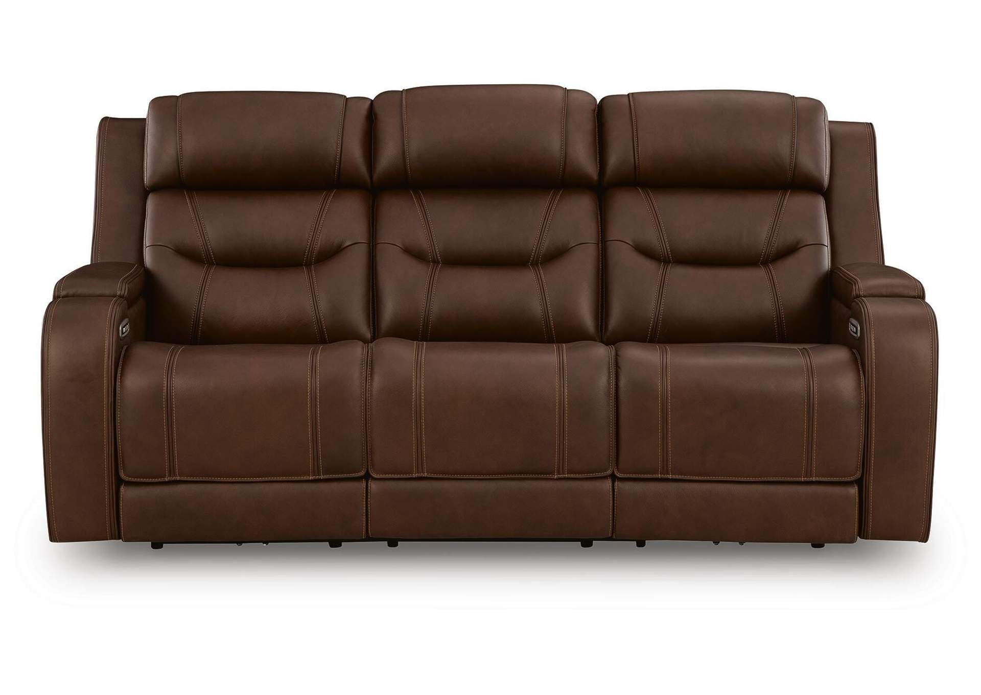 Dreamer Leather Dual Power Reclining Sofa and Loveseat Set front view
