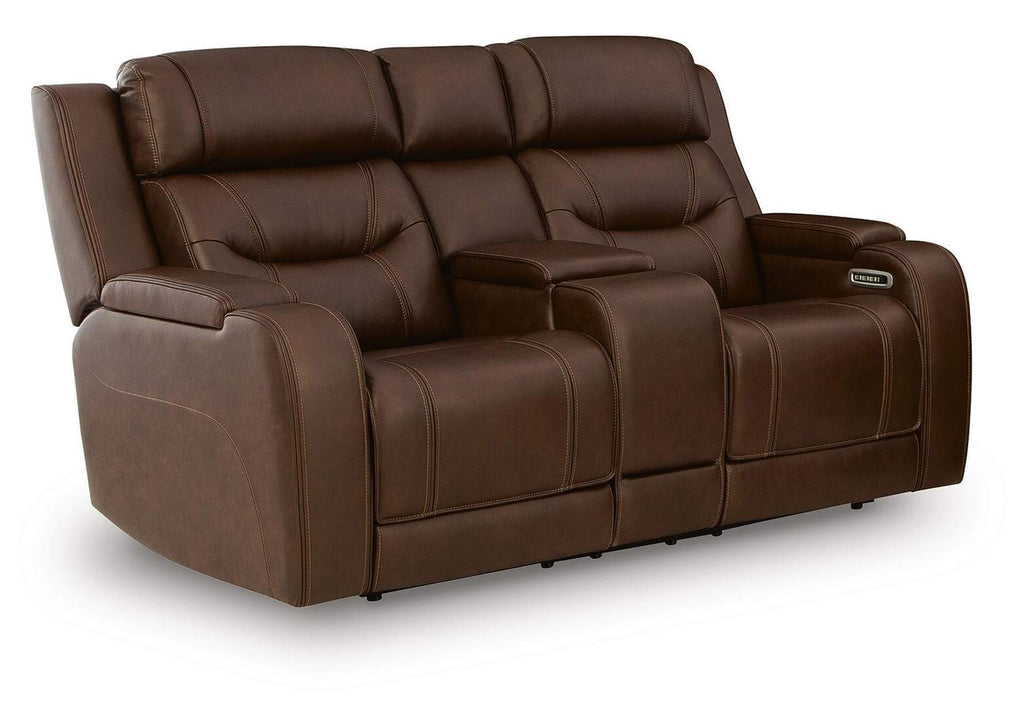 Knightington Power Reclining Loveseat with Audio Seating angled view