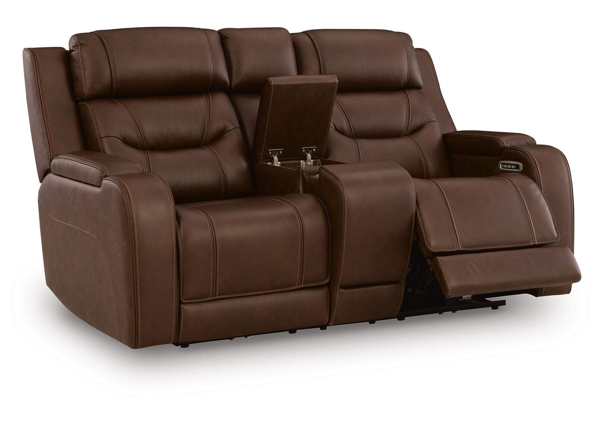 Knightington Power Reclining Loveseat with Audio Seating angled view