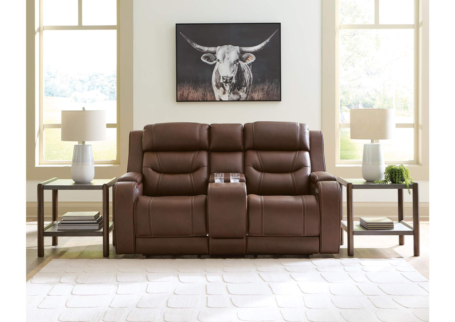 Dreamer Leather Dual Power Reclining Sofa and Loveseat Set