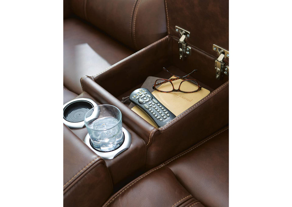 Knightington Power Reclining Loveseat with Audio Seating detail