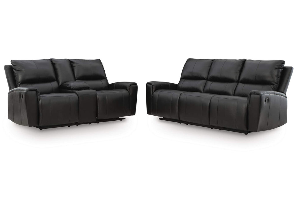 Danemere Manual Reclining Leather Sofa and Loveseat Set