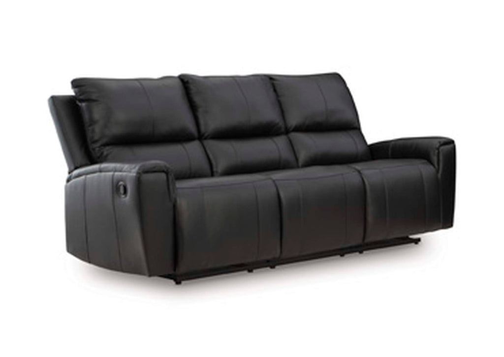 Danemere Manual Reclining Leather Sofa and Loveseat Set angled view