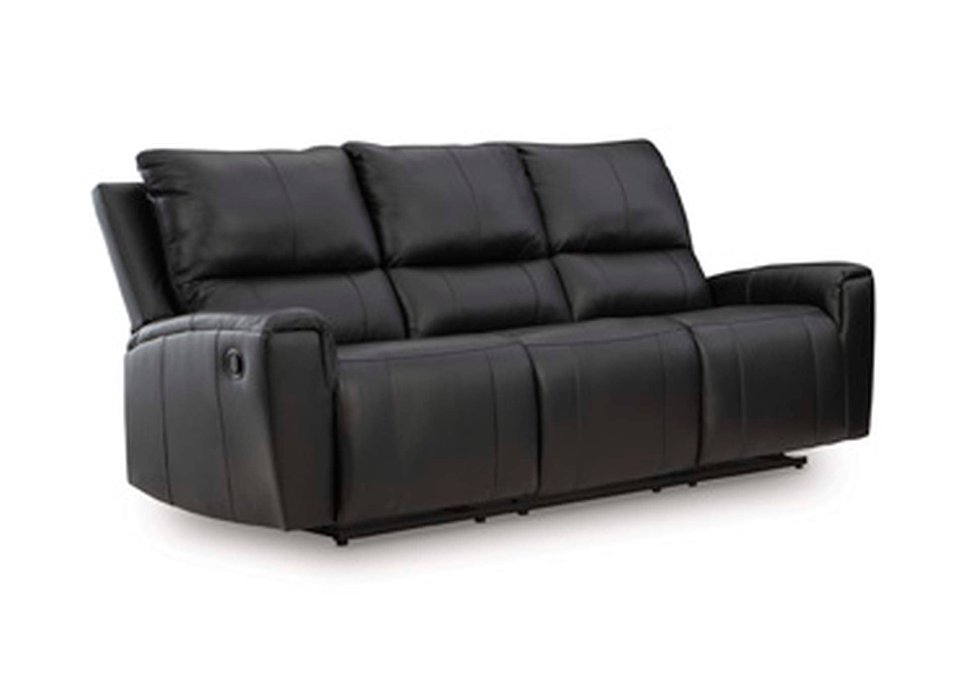 Danemere Manual Reclining Leather Sofa and Loveseat Set angled view
