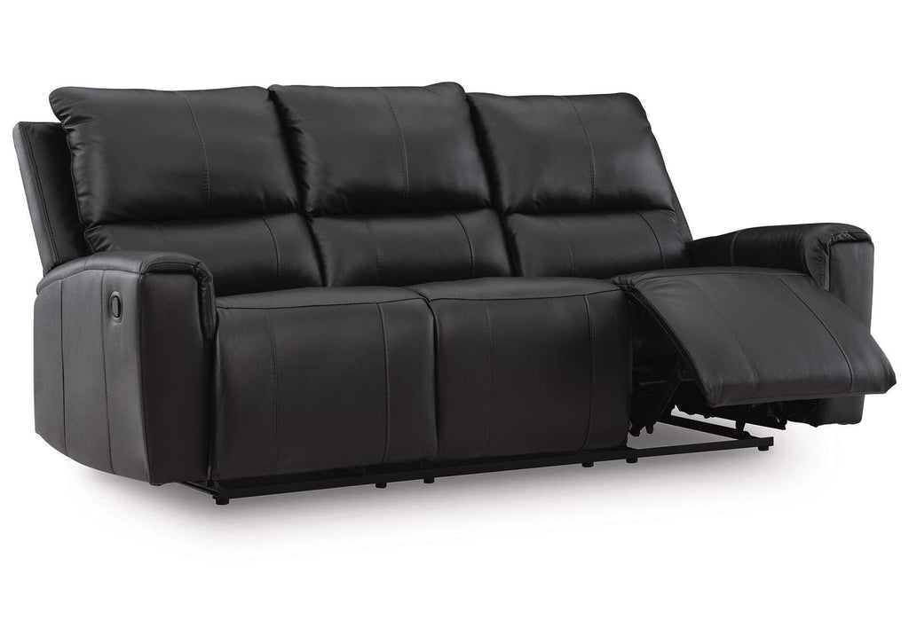 Danemere Manual Reclining Leather Sofa and Loveseat Set angled view