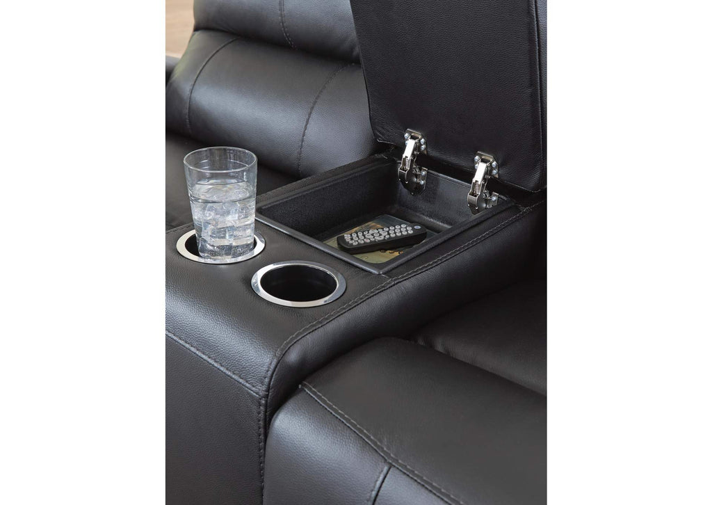 Glossmore Reclining Loveseat with Console detail