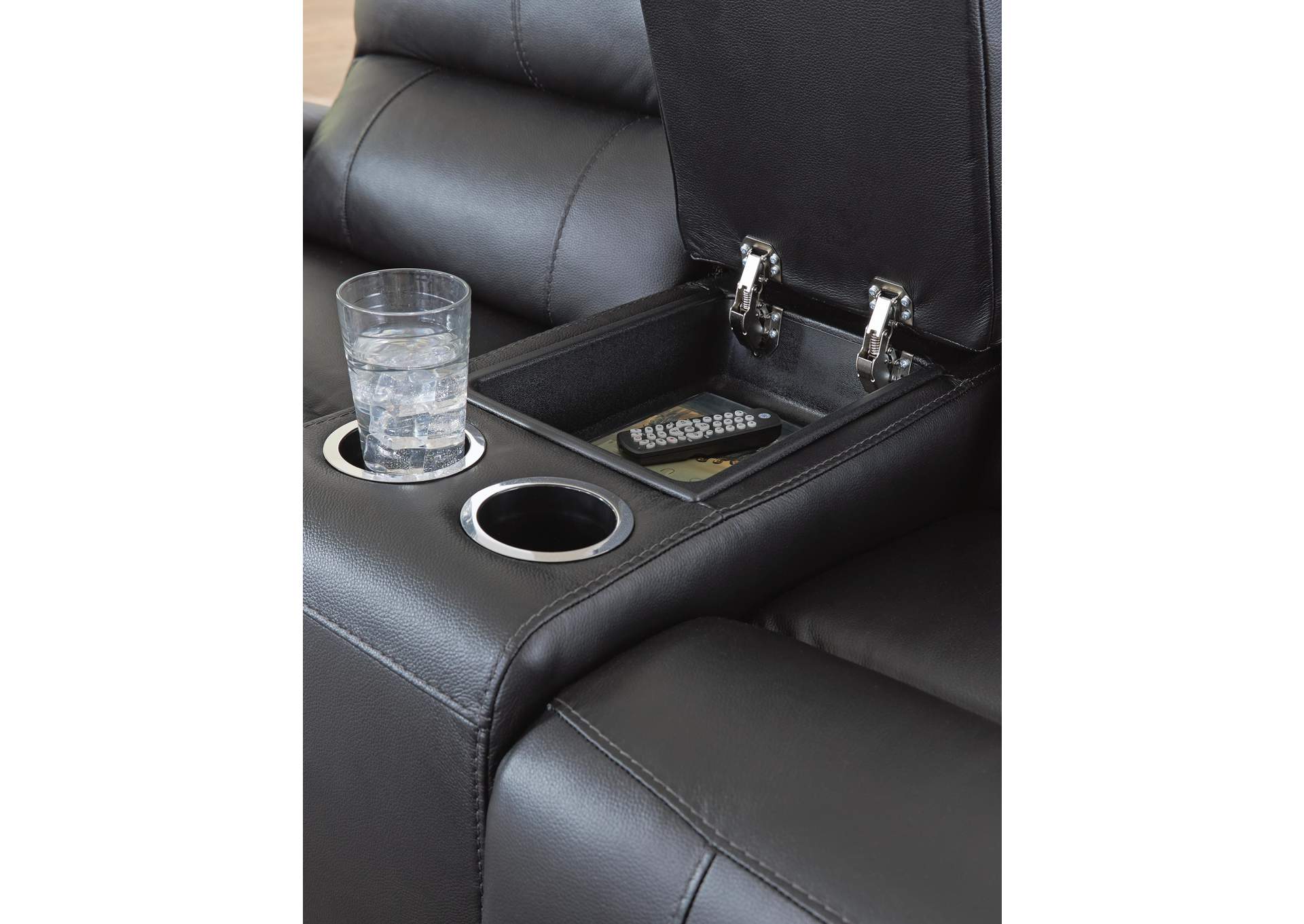 Glossmore Reclining Loveseat with Console detail