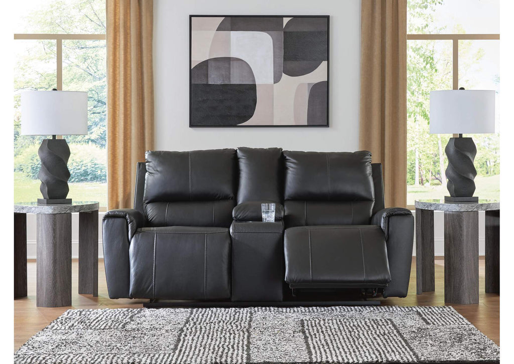 Danemere Manual Reclining Leather Sofa and Loveseat Set