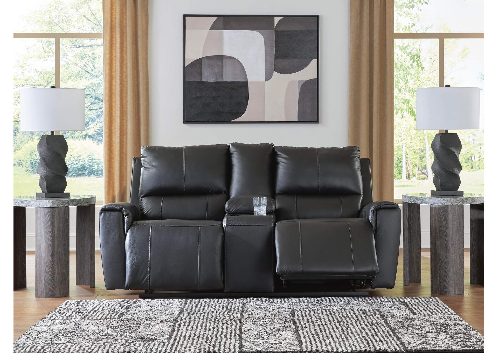 Danemere Manual Reclining Leather Sofa and Loveseat Set