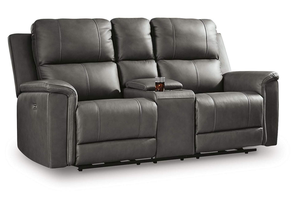 Bleckley Power Reclining Loveseat with Console angled view