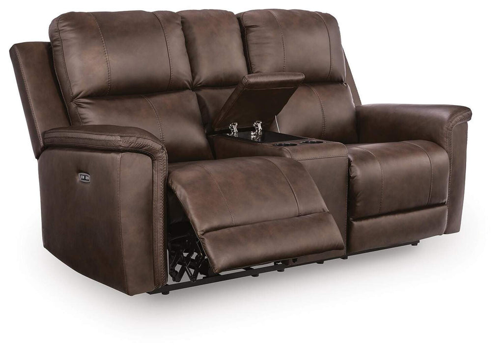 Bleckley Power Reclining Loveseat with Console angled view