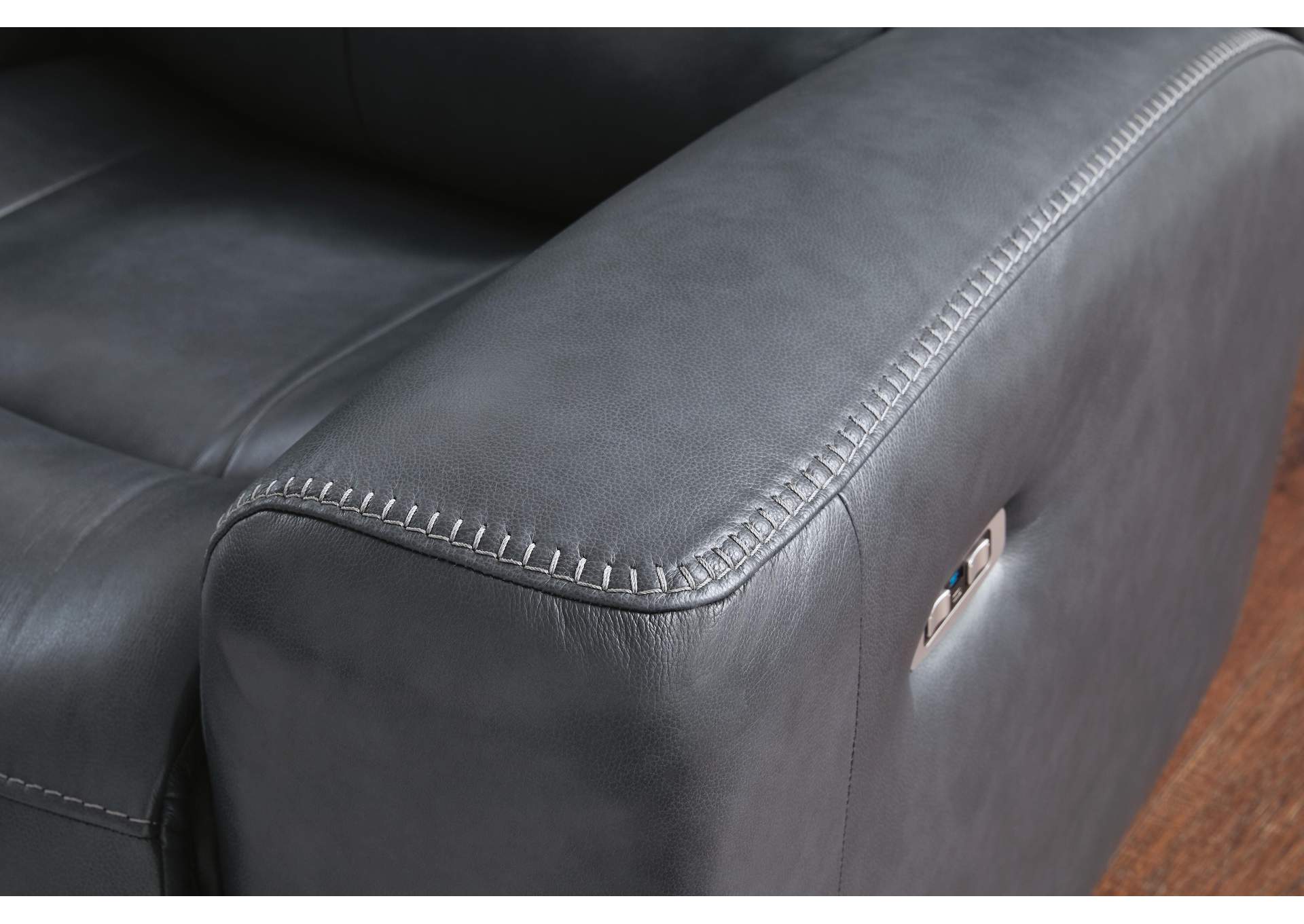 Momentum Moves Dual Power Reclining Leather Sofa and Loveseat Set detail