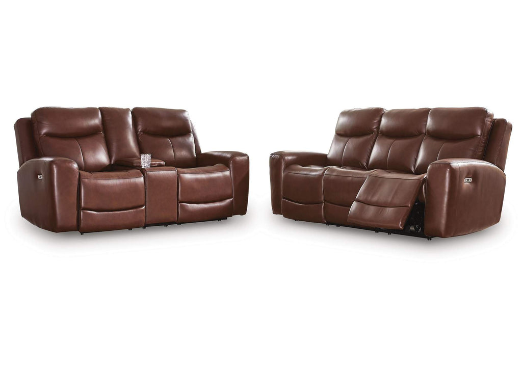 Momentum Moves Dual Power Reclining Leather Sofa and Loveseat Set