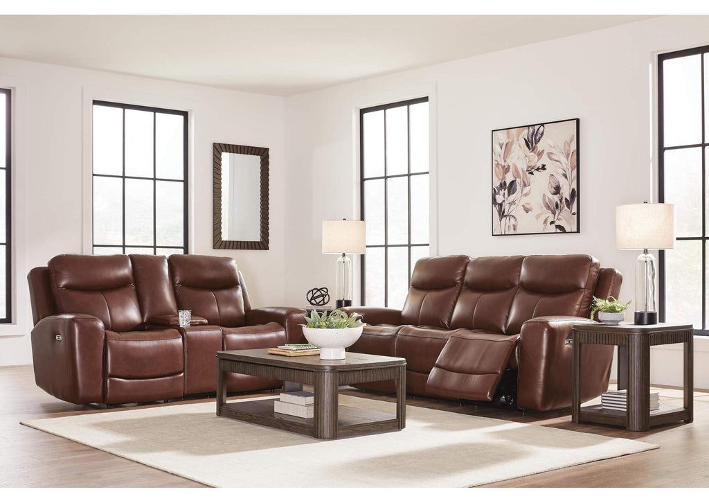 Momentum Moves Dual Power Reclining Leather Sofa and Loveseat Set