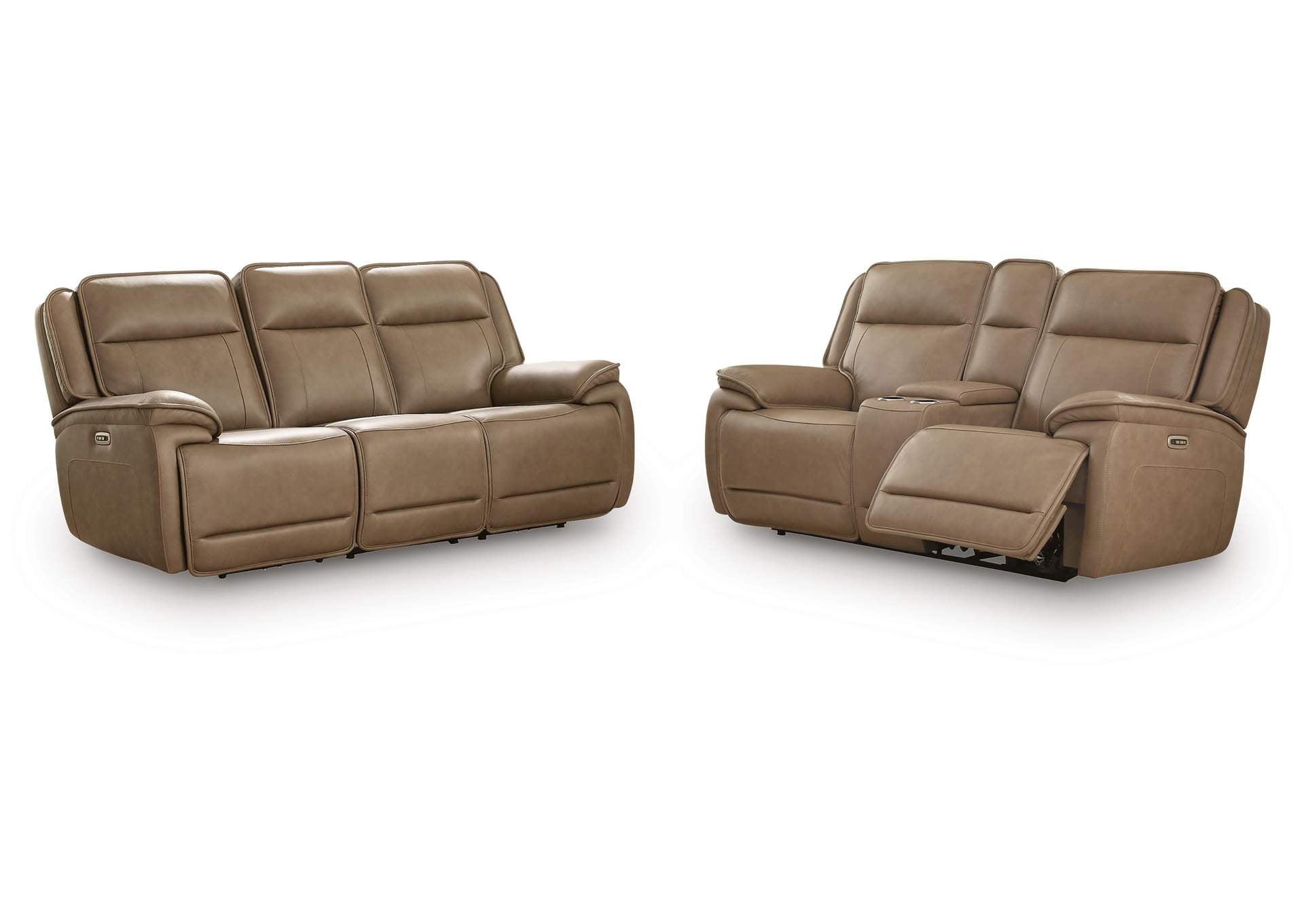 Malcesine Dual Power Leather Reclining Sofa and Loveseat