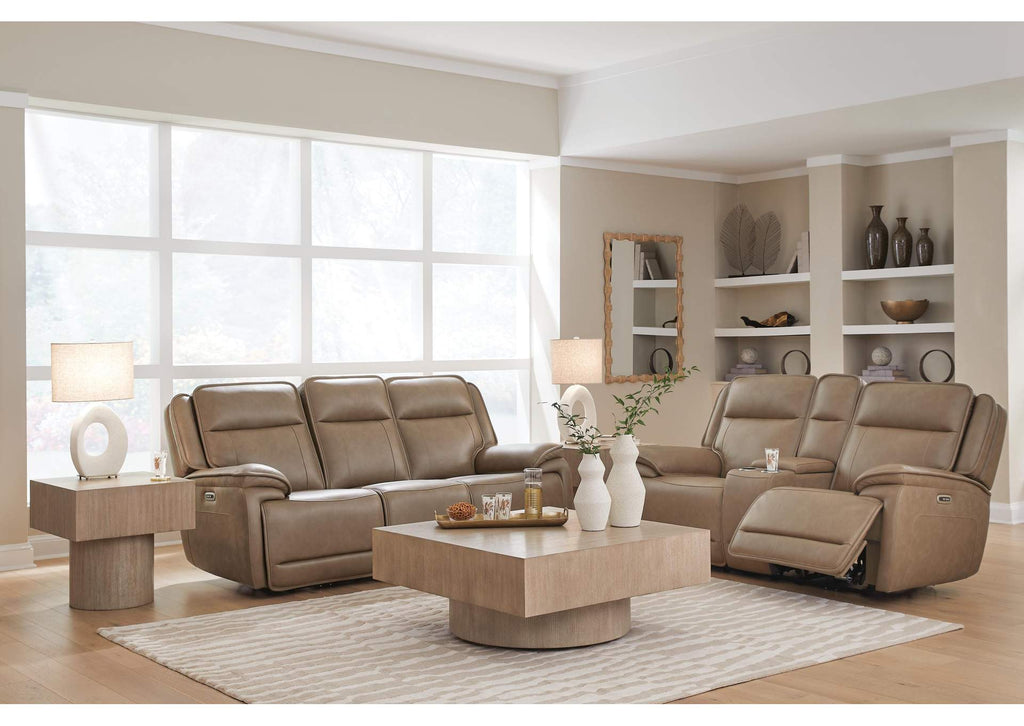 Malcesine Dual Power Leather Reclining Sofa and Loveseat
